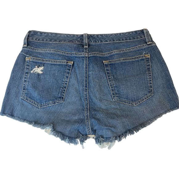 Eddie Bauer Womens Cut Off Jeans Shorts Curvy Fit Distressed HOL09 Blue Size 8S - Picture 2 of 9